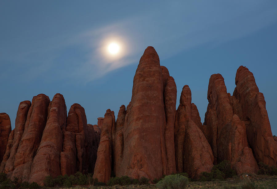 Moon over Sand Dune Arch Outcrop Photograph by Kyle Lee