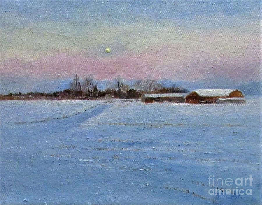Moon Over Saratoga Farm Painting by Barbara Moak