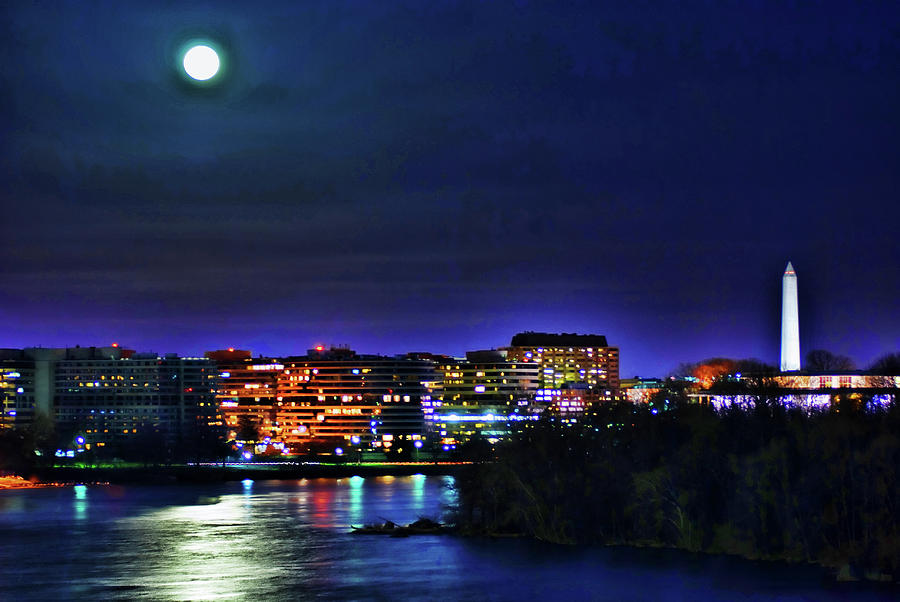 Moon over the Potomac River. Photograph by Bill Jonscher