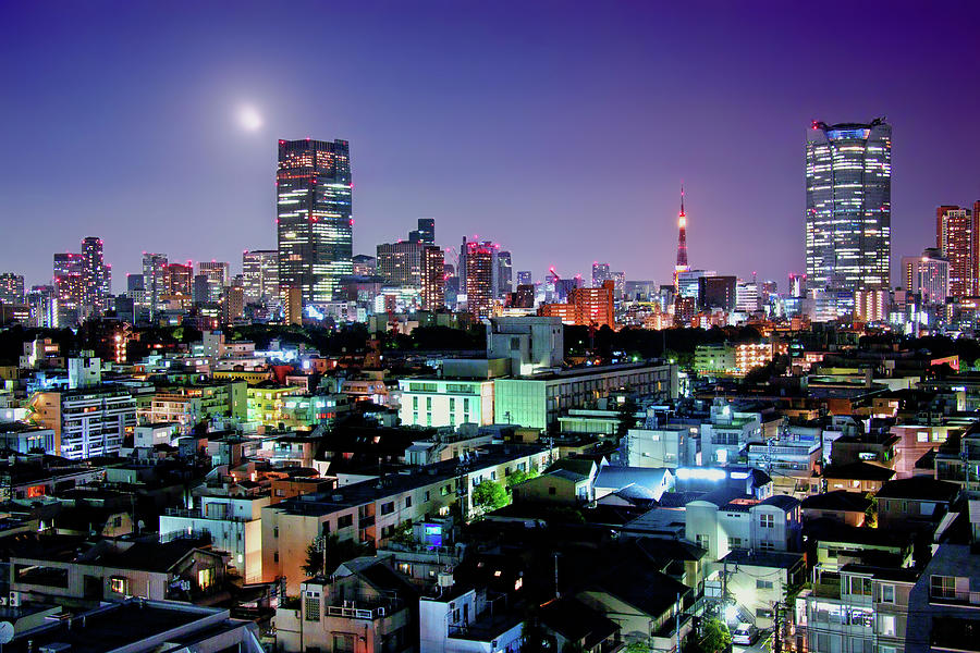 Moon Over Tokyo Photograph by Copyright Artem Vorobiev
