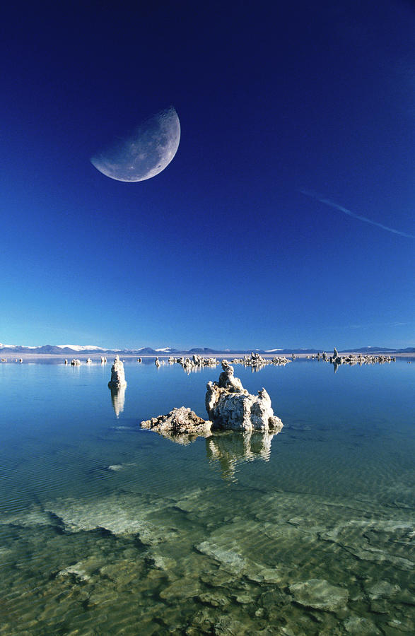 Nature Photograph - Moon Over Tufa Formations, Mono Lake by Mark Newman