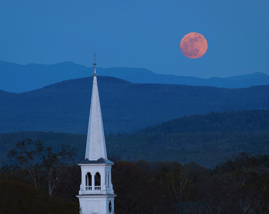 Mountain Photograph - Moon Over Vermont Hills by Michael Blanchette Photography