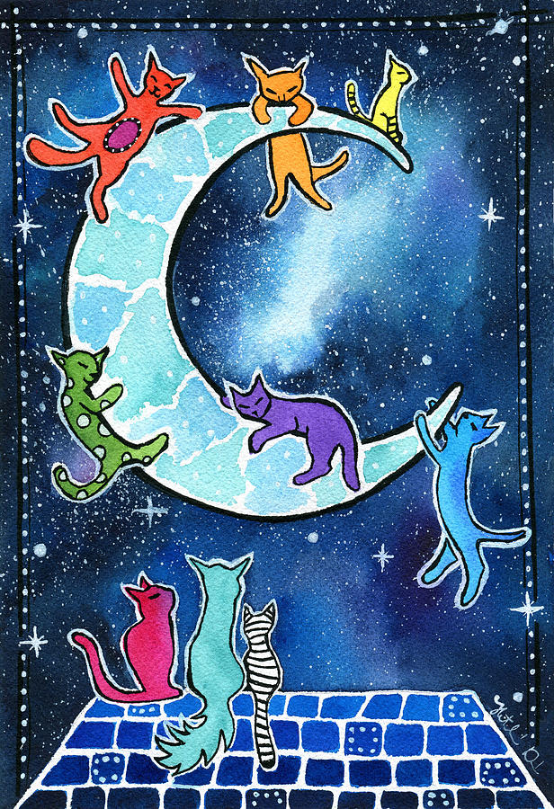 Interstellar Painting - Moon Riders by Dora Hathazi Mendes