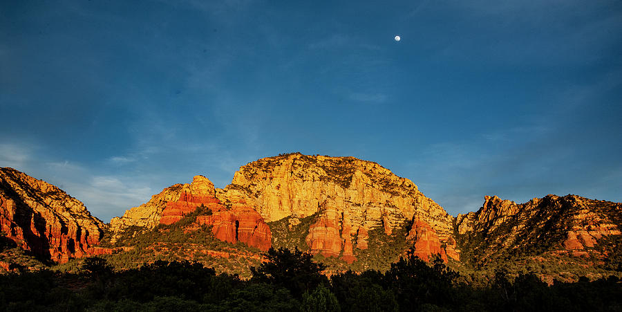 Moon Rise at Sunset Outside of Sedona Photograph by S Katz