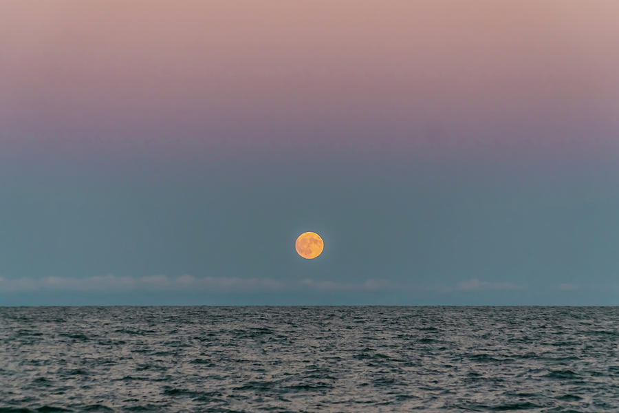 Moon Rise On Lake Michgan Photograph