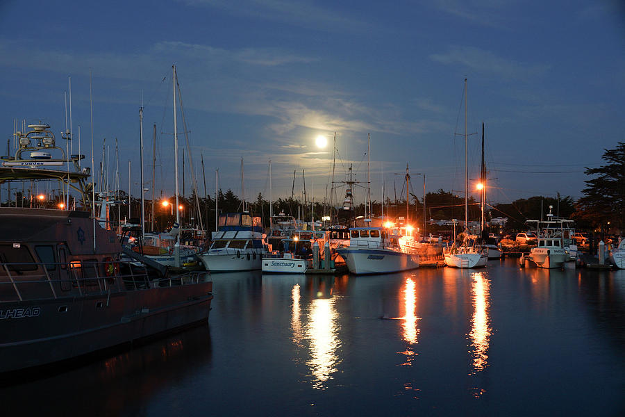 Moon Rise over Moss Landing Harbor Photograph by Donald Pash