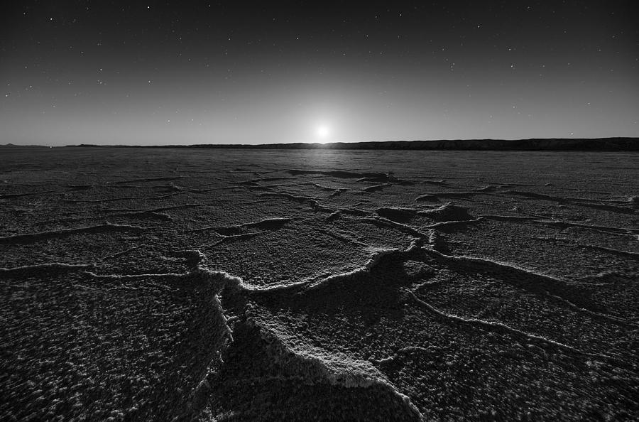 Moon Rise Over Salt Flat Photograph by Aidong Ning