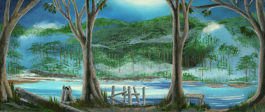 River Painting - Moon River by Carol Salas