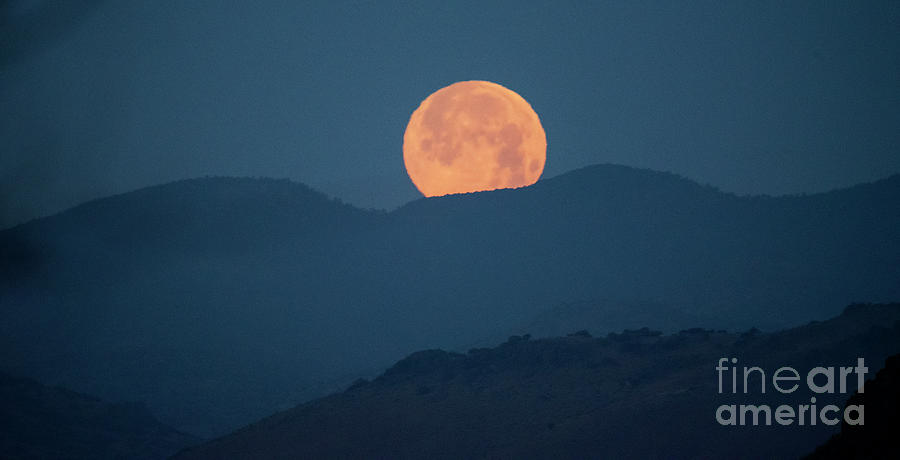 Full Moon Photograph - Moon Setting over Davis Mountains by Kanokwalee Pusitanun Full Moon Photograph - Moon Setting over Davis Mountains by Kanokwalee Pusitanun
