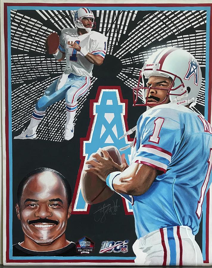 Warren Moon Houston Oilers Football Illustrated Art Poster 