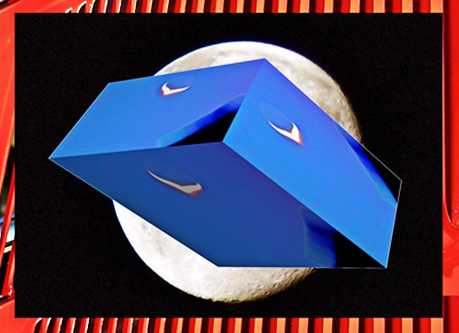 Moon warped as a box Digital Art by Karl Rose