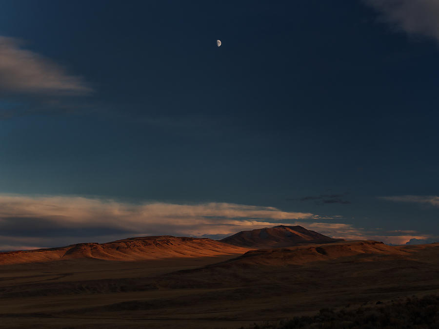 Desert Photograph - Moon Watch Over Alpenglow Hills by Stu Curtis