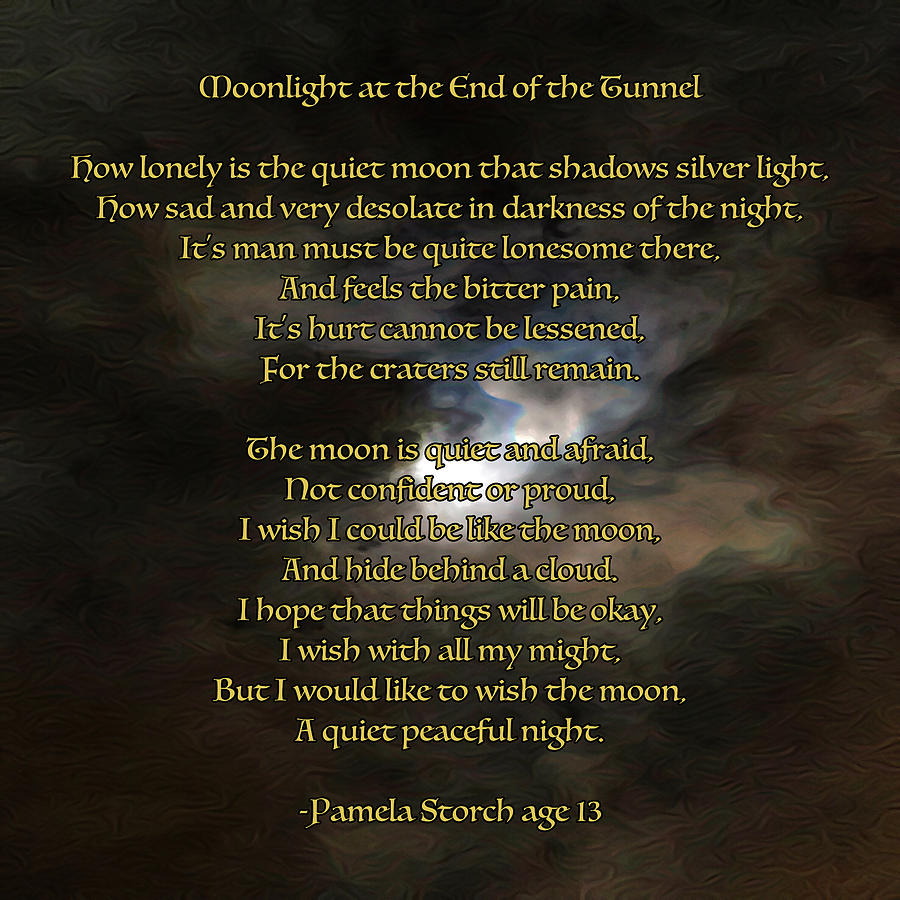 Poem Digital Art - Moonlight at the End of the Tunnel Poem by Pamela Storch