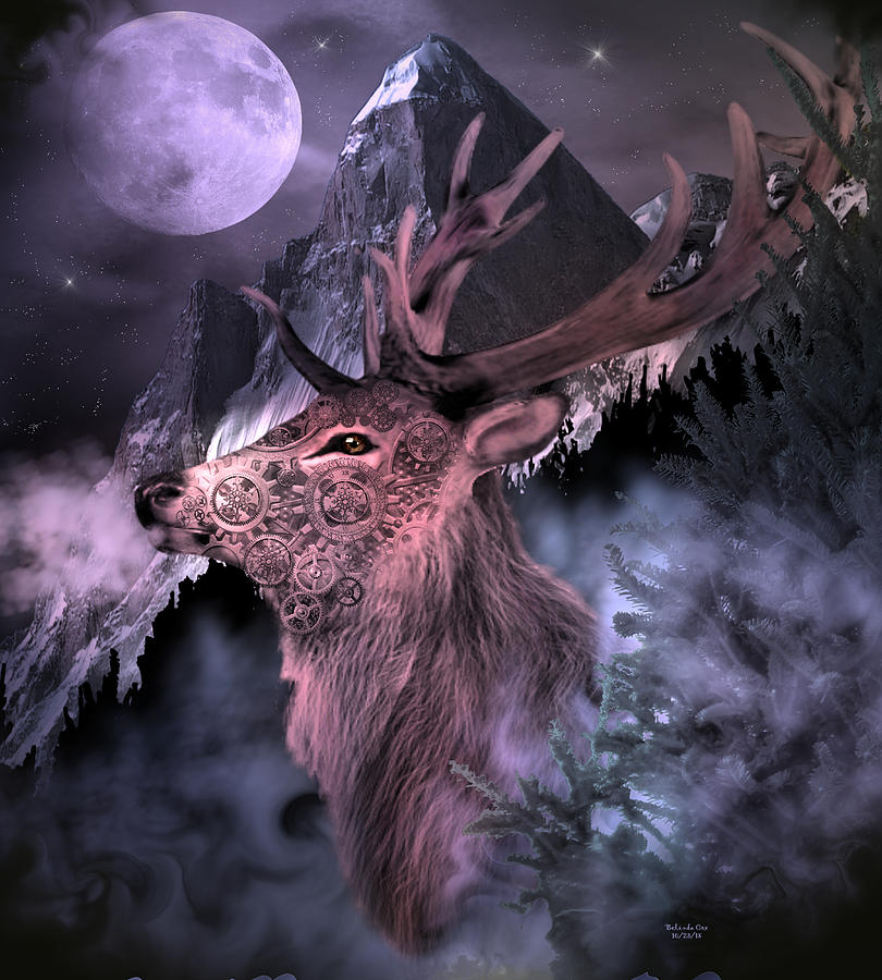 Moonlight Buck Digital Art by Artful Oasis