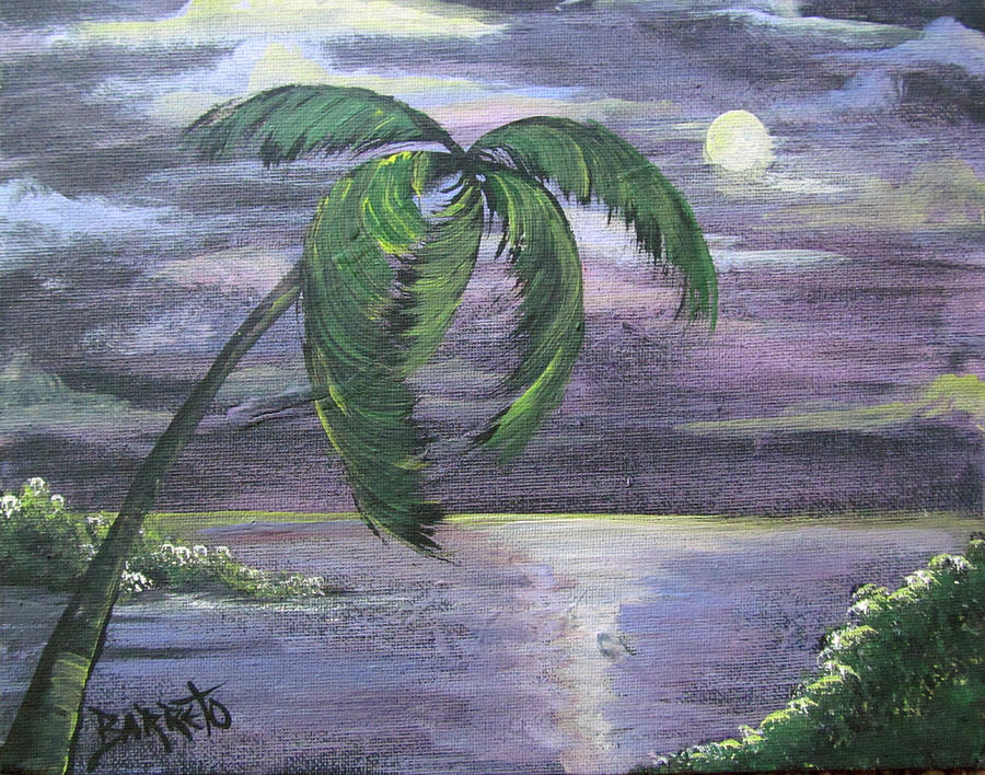 Moonlight Painting by Gloria E Barreto-Rodriguez