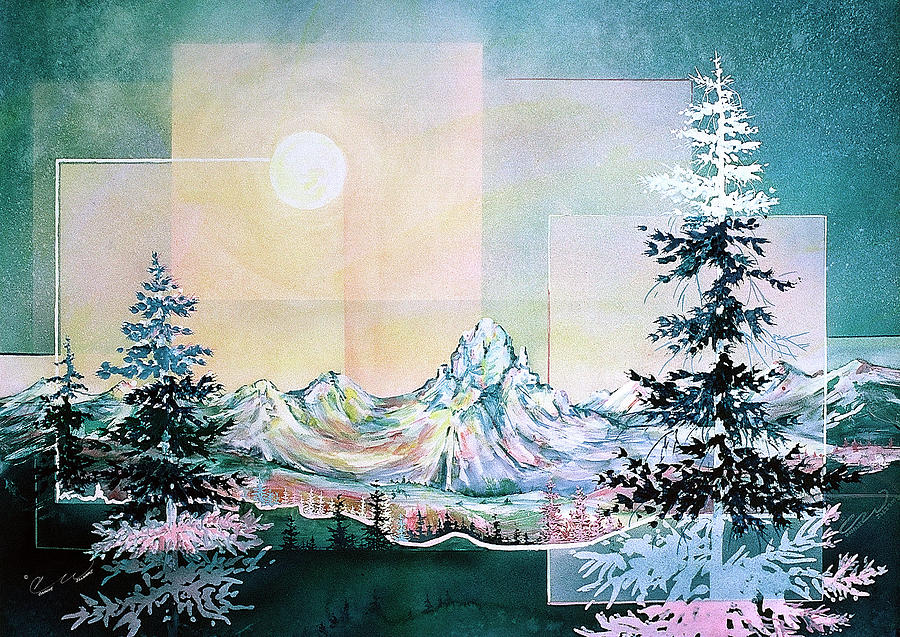 Moonlight Mountain Painting by Connie Williams
