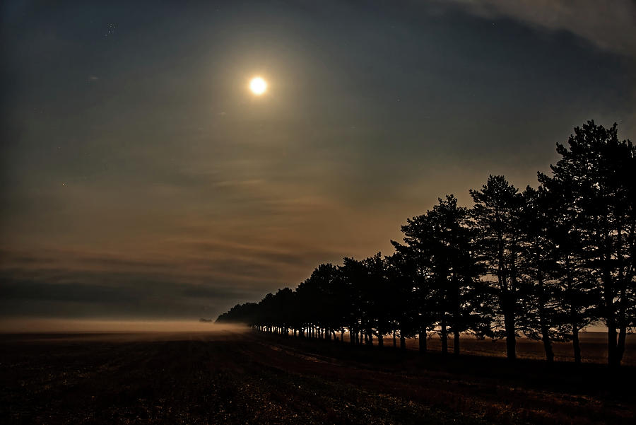 Moonlight Mystery - smoke by moonlight in ND Photograph by Peter Herman