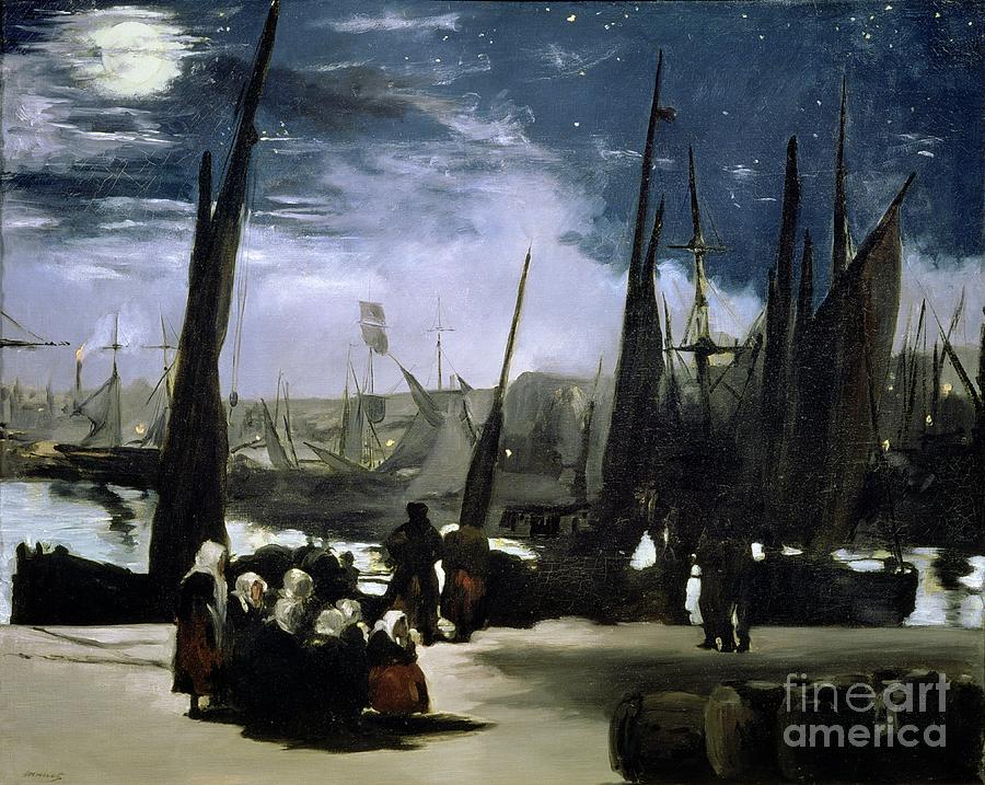 Moonlight On Boulogne Harbour, 1868 By Manet Painting by Edouard Manet