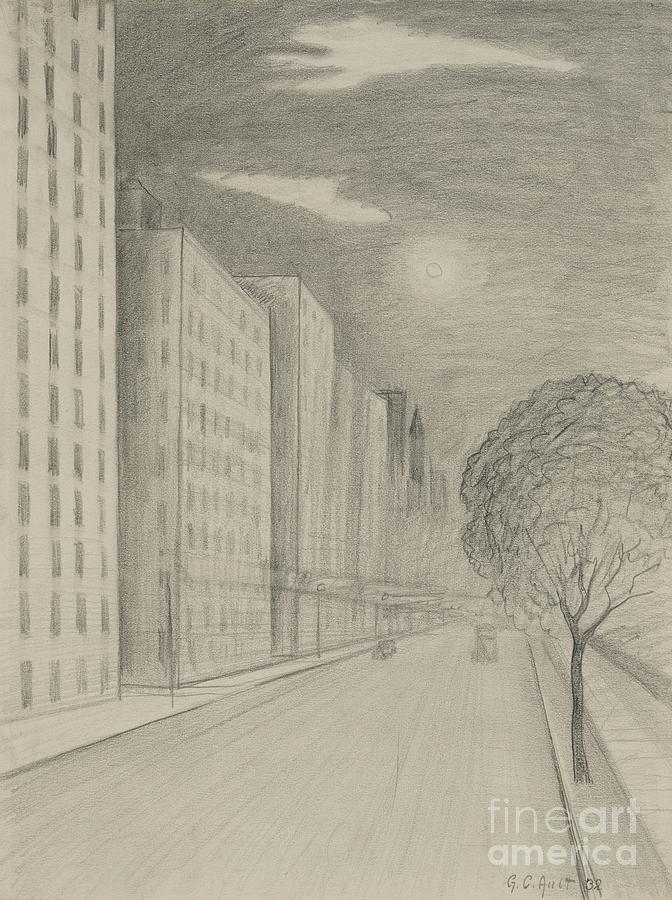 Moonlight On Fifth Avenue, 1932 Drawing by George Copeland Ault