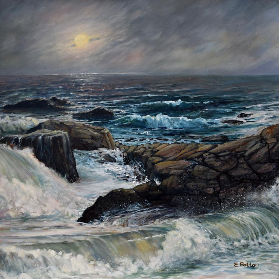 Moonlight At The Shore Painting by Eileen Patten Oliver