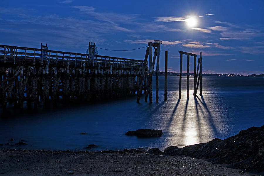 Moonlight on the Salem Willow Pier Salem MA Photograph by Toby McGuire