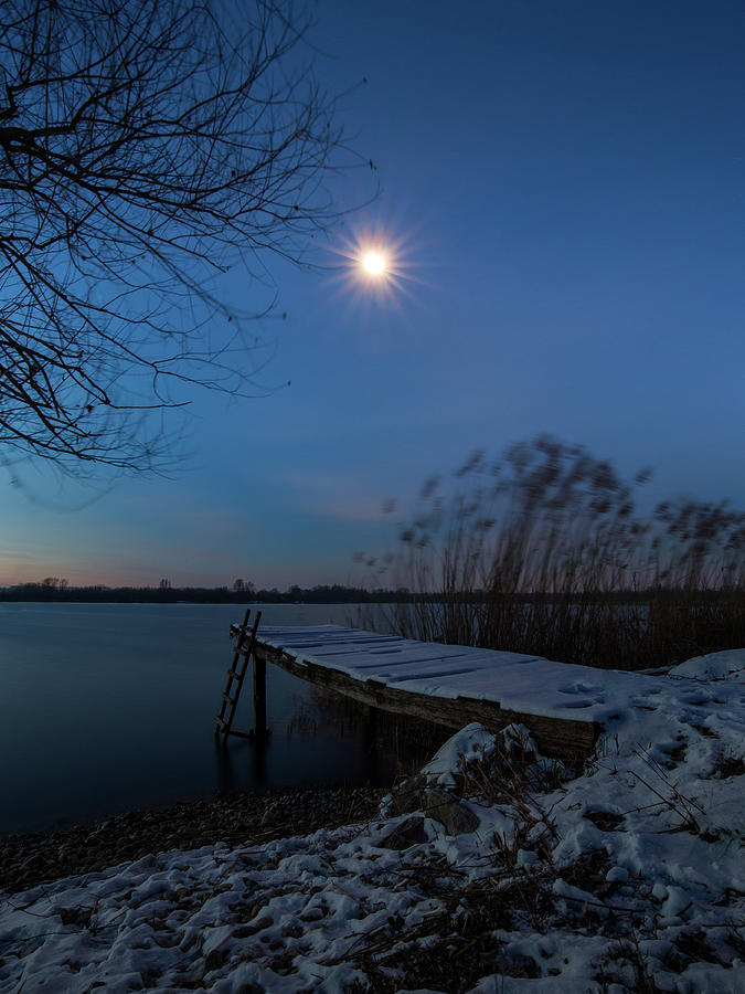 Moonlight Over The Lake Photograph
