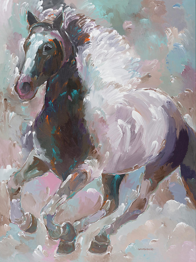 Horse Painting - Moonlight Runner by Hooshang Khorasani
