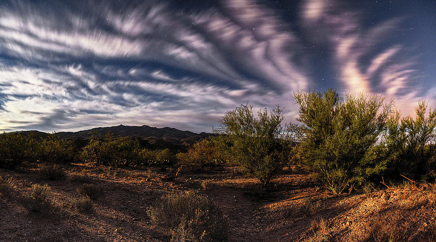 Moonlight sky over Sonoran Desert Photograph by Chance Kafka