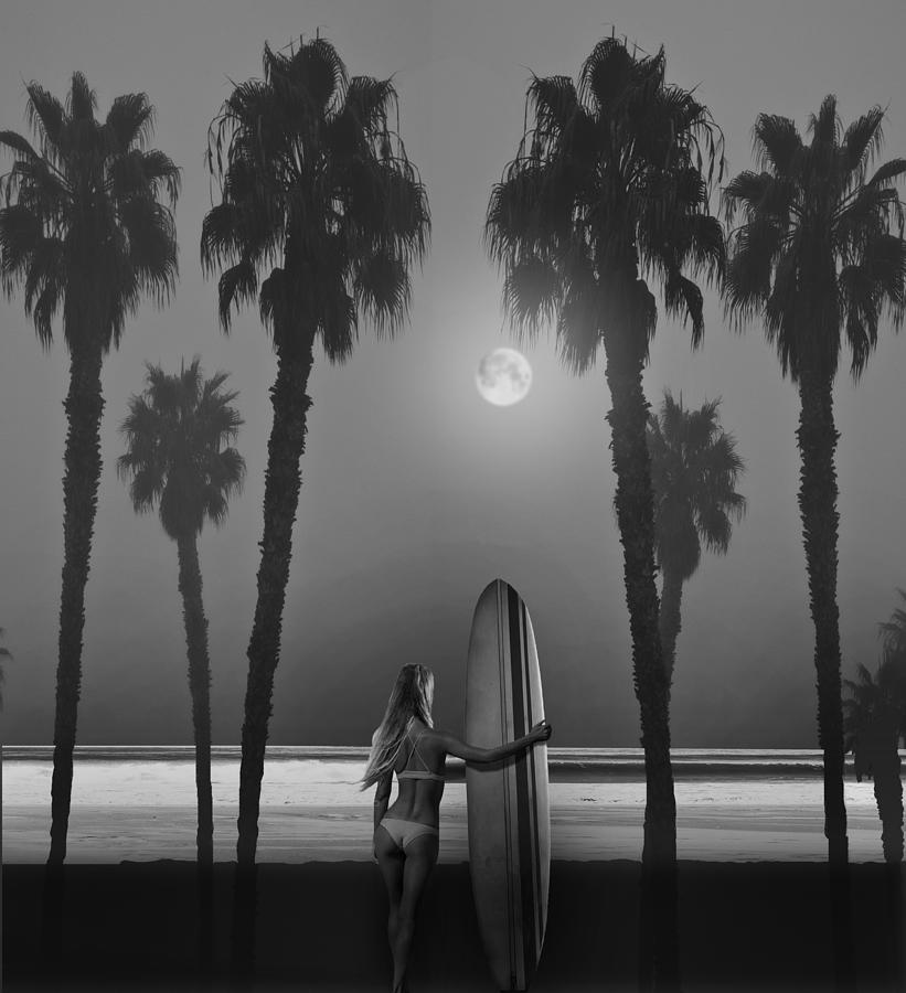 Moonlight Surfer Photograph by Larry Butterworth