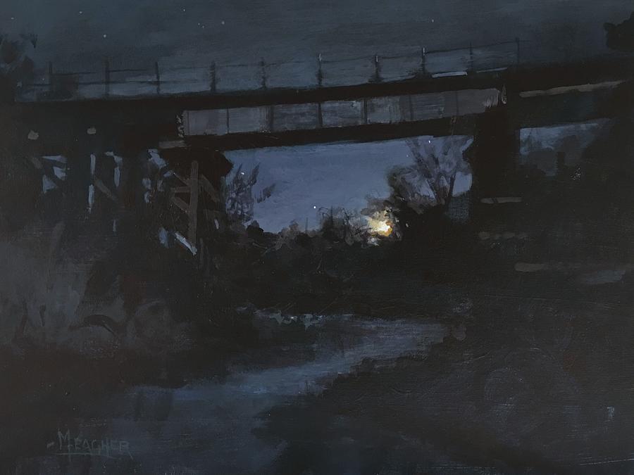 Moonlight Under The Trestle Painting