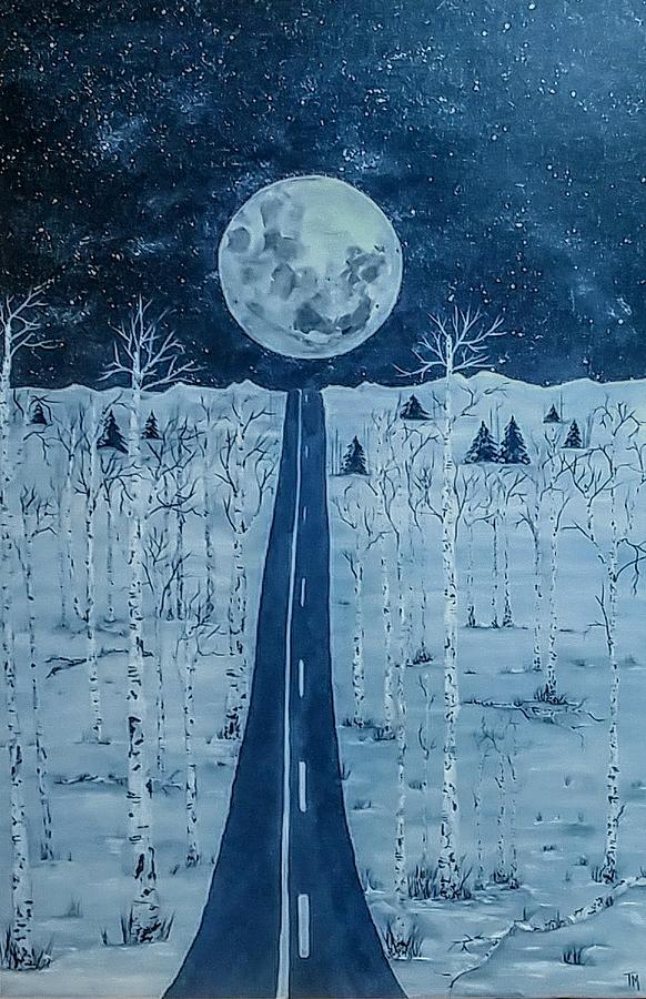 Moonlit Aspen Painting by Teri Merrill