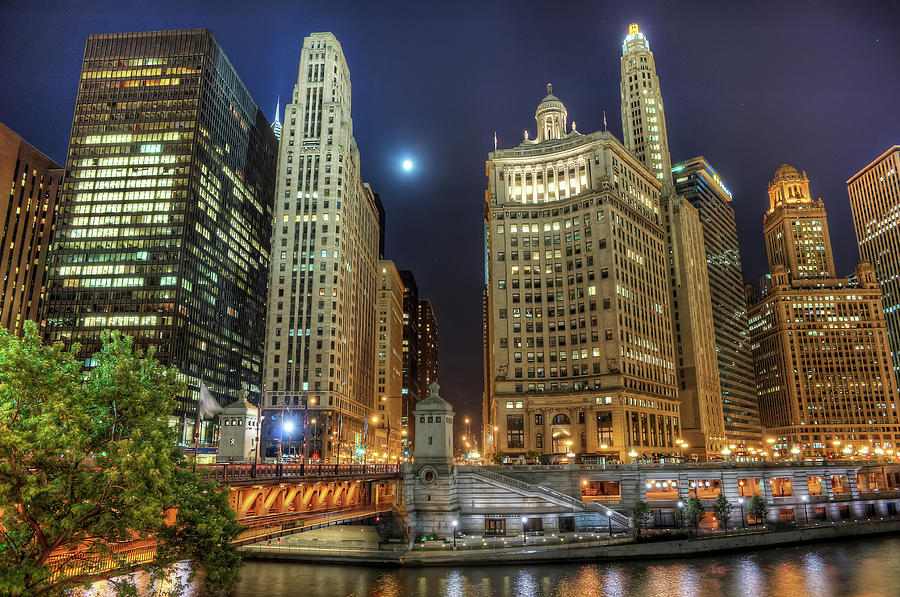 Moonlit Chicago Photograph by Daniel Chui