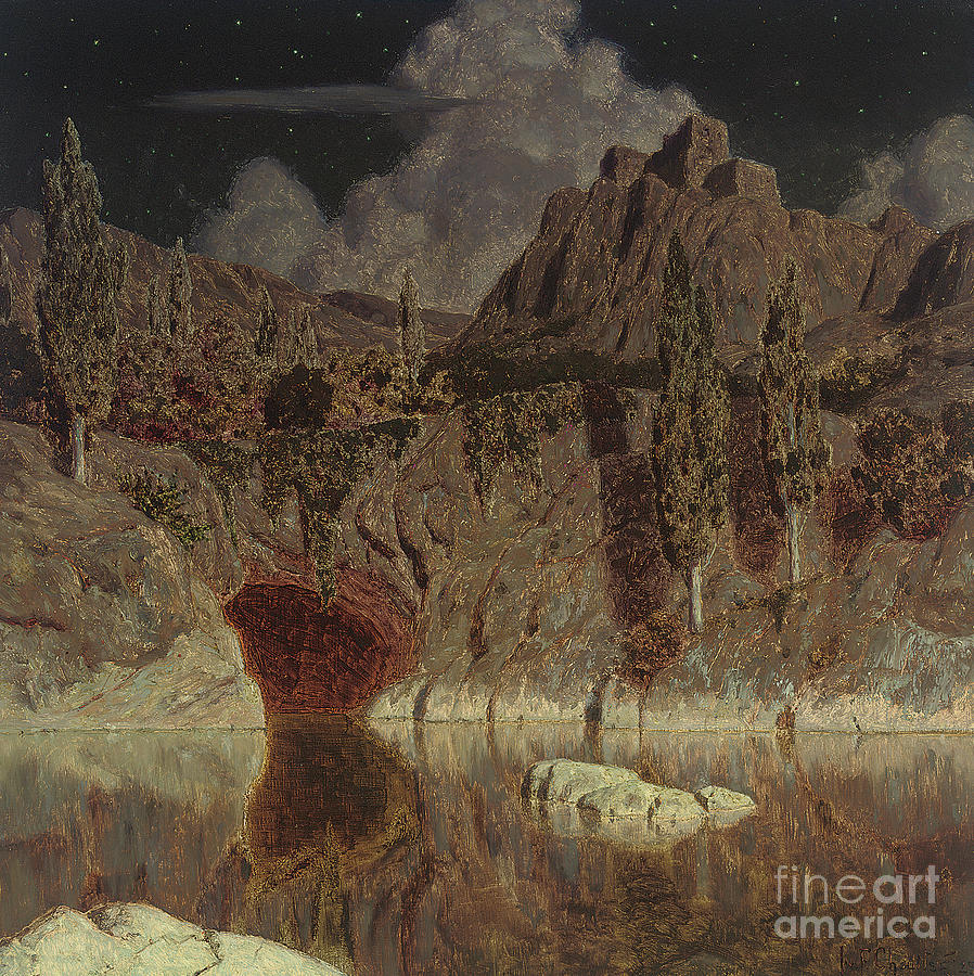 Moonlit lake, 1923 Painting by Ivan Fedorovich Choultse