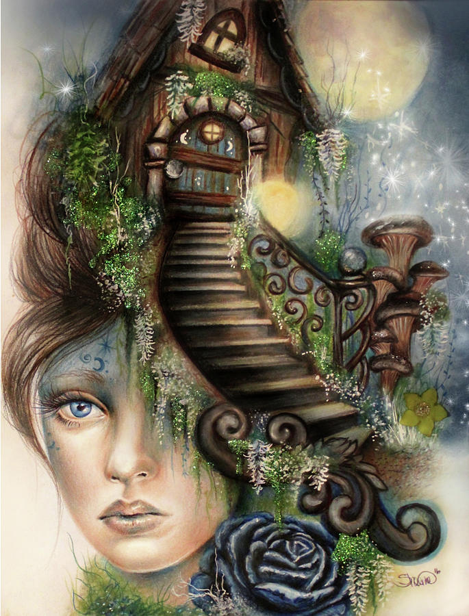 Fairy Mixed Media - Moonlit Manor by Sheena Pike Art And Illustration