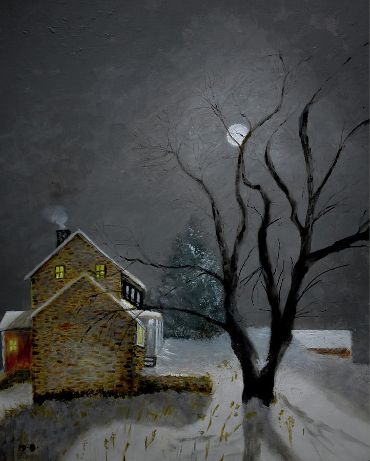 Moonlit Night Painting by Dick Bourgault