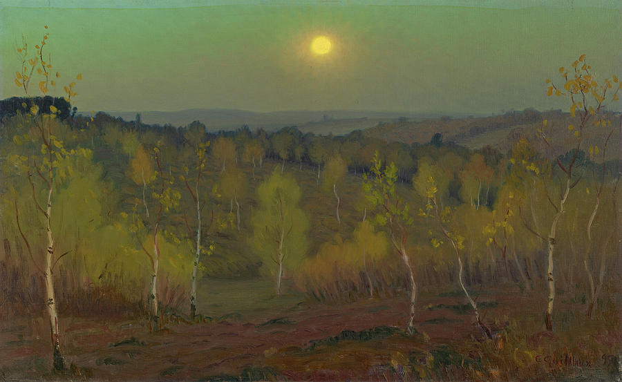 1897 Painting - Moonlit Night in the Montmorency Forest, 1897 by Charles Guilloux