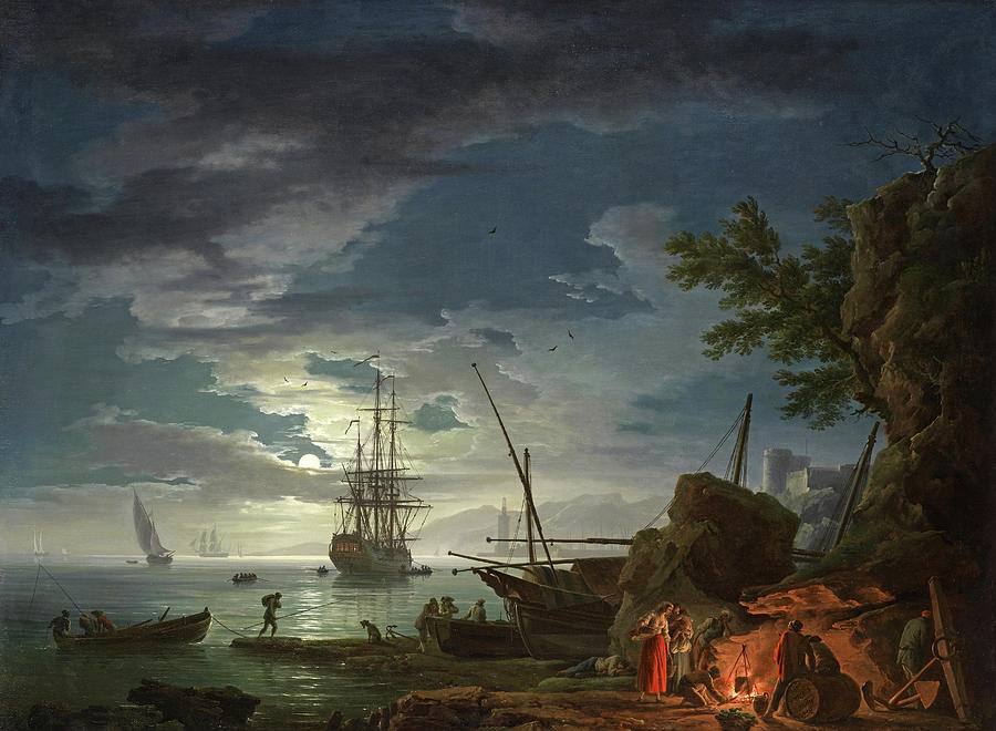 Claude-joseph Vernet Painting - Moonlit Seascape by Claude-Joseph Vernet Claude-joseph Vernet Painting - Moonlit Seascape by Claude-Joseph Vernet