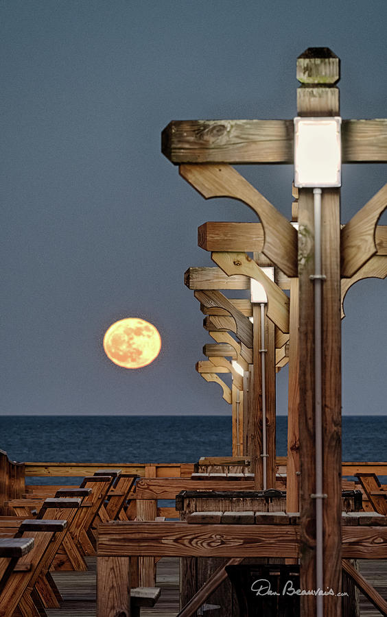 Moonrise At Kitty Hawk Pier 2871 Photograph