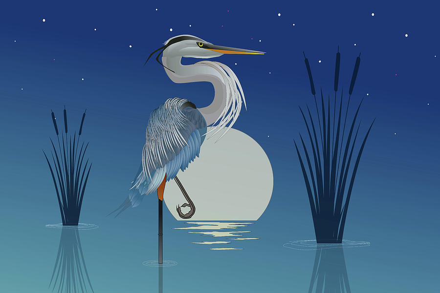 Moonrise Heron 2 by WiseWild57 Moonrise Heron 2 by WiseWild57