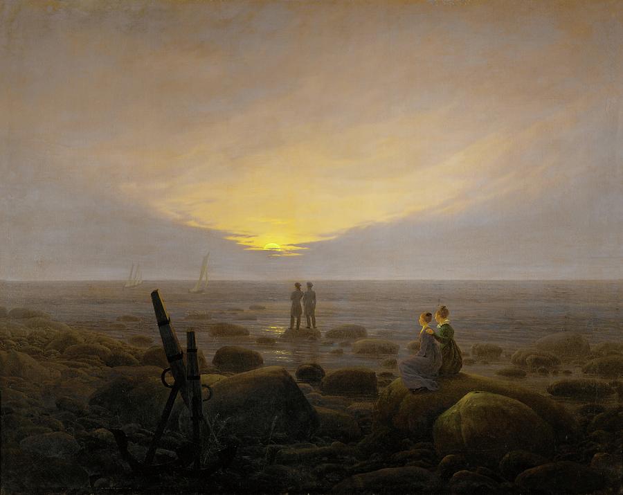 Moonrise on the seashore. Oil on canvas 135 x 170 cm. Painting by Caspar David Friedrich -1774-1840-