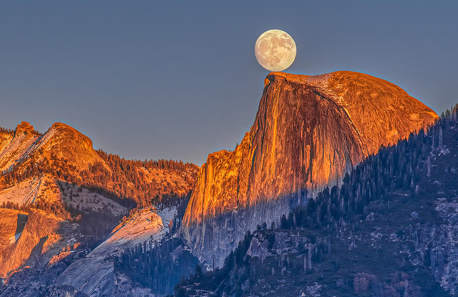 Yosemite National Park Photograph - Moonrise Over Half Dome by Ning Lin