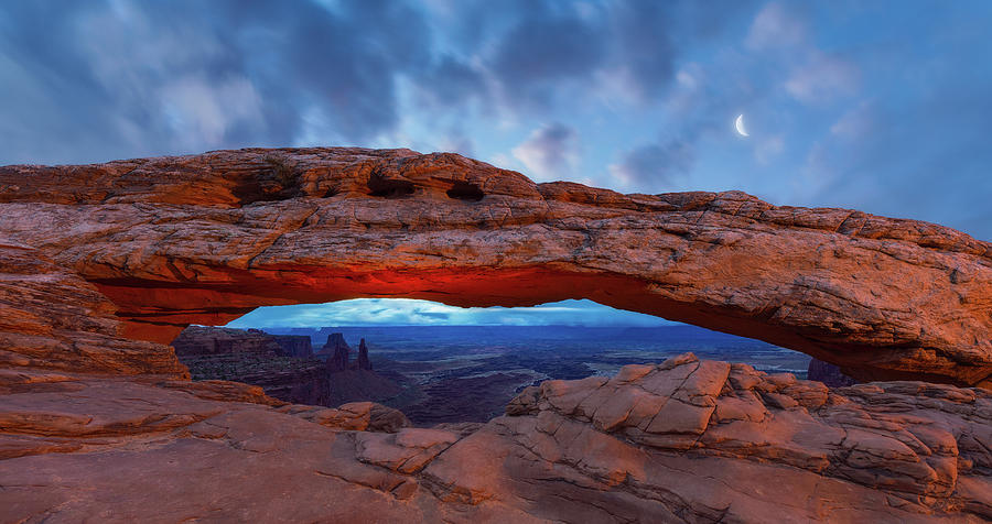 Moonrise over Mesa Arch Photograph by Darren White
