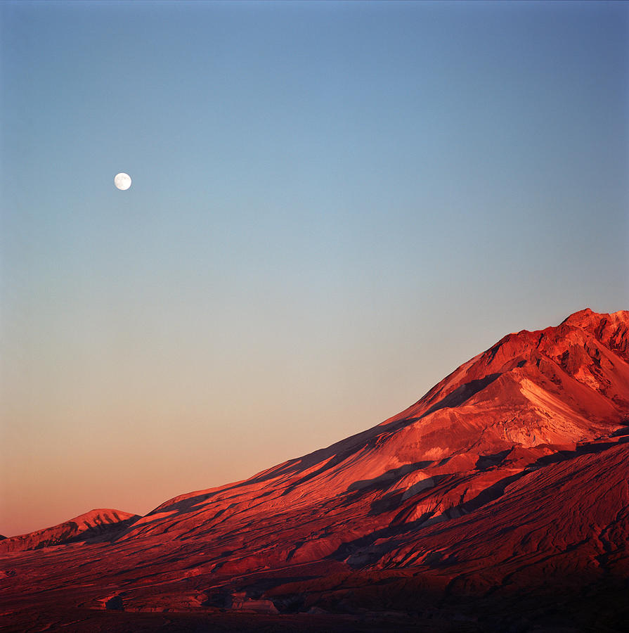 Moonrise Over Mount St. Helens Photograph by Peter Carlson