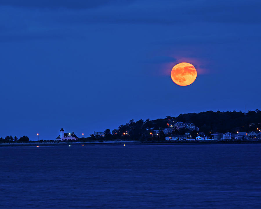 Moonrise over Nahant from Revere Beach Nahant MA Photograph by Toby McGuire