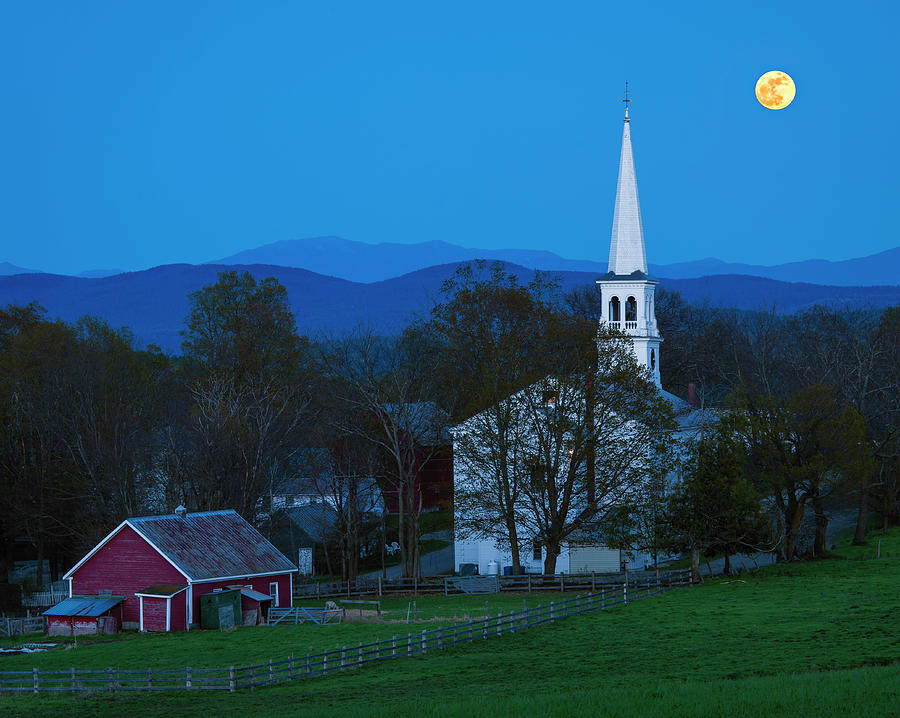 Barn Photograph - Moonrise Over Peacham by Michael Blanchette Photography