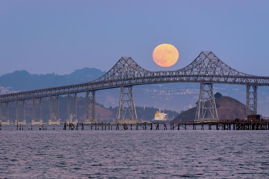 Moonrise Over the Richmond-San Rafael Bridge Photograph by Laura Macky