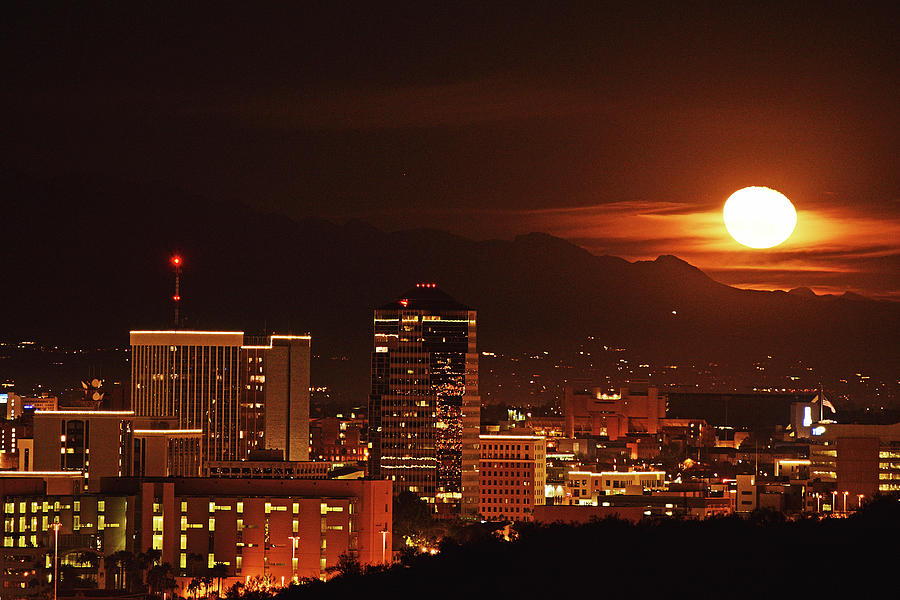 Moonrise over Tucson, Arizona Photograph by Chance Kafka