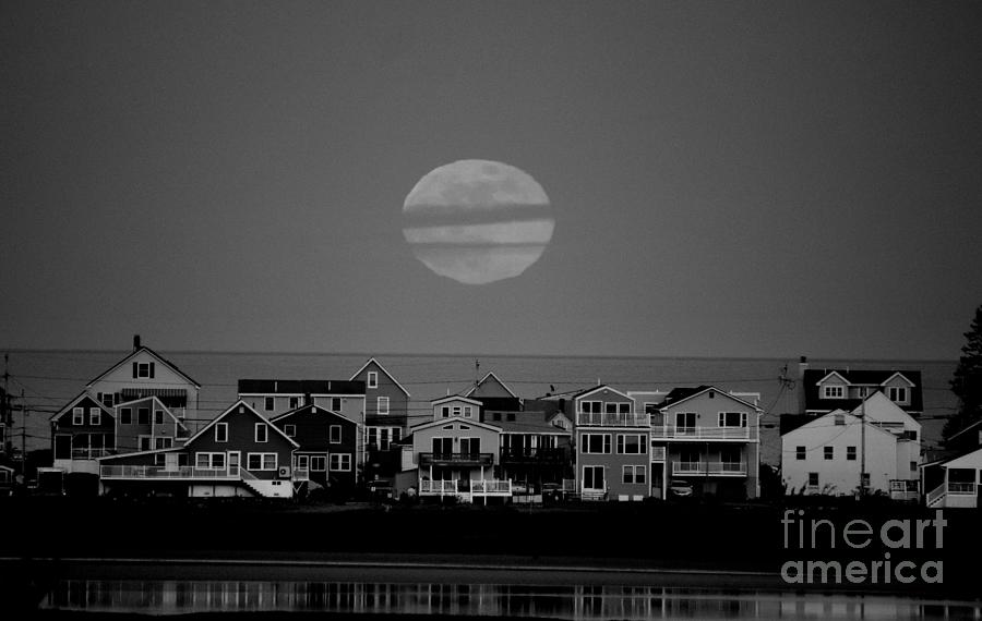 Moonrise over Wells ME. Photograph by Lennie Malvone