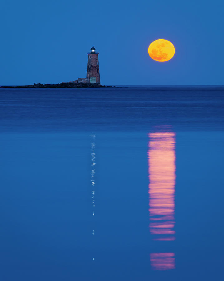 Lighthouse Photograph - Moonrise Reflections by Michael Blanchette Photography