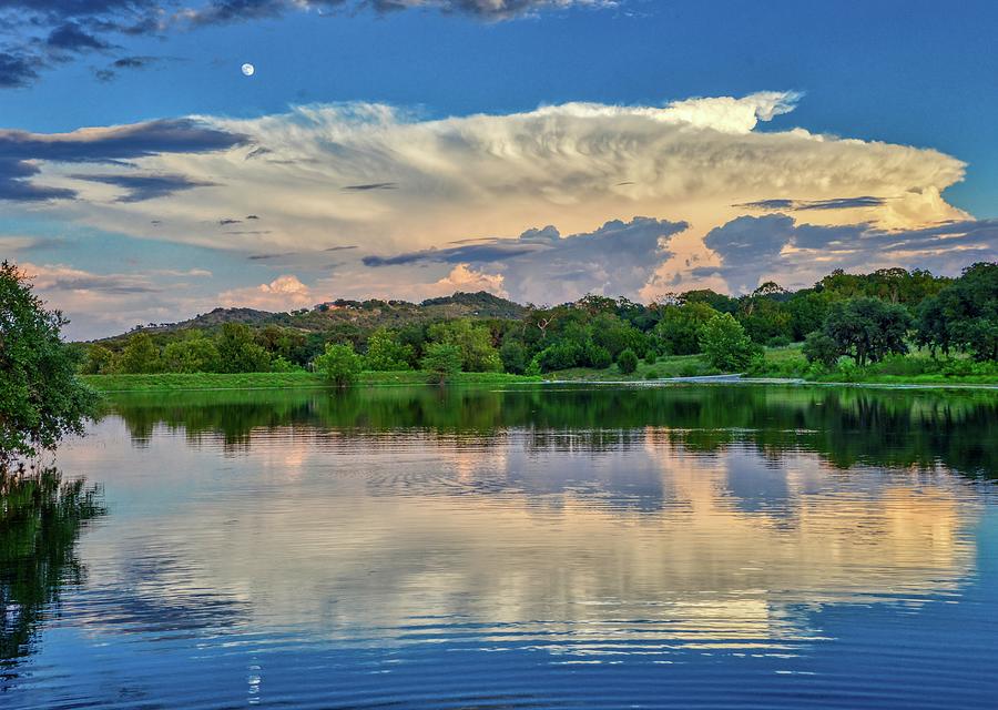 Moonrise Reflections Over the Lake Photograph by Lynn Bauer